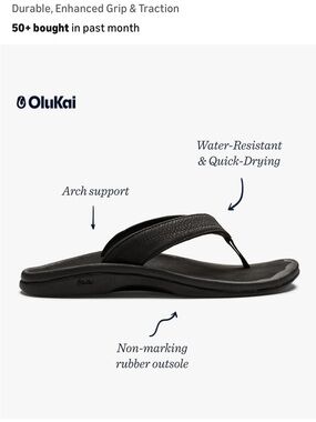 OluKai 'Ohana Flip-Flop Sandal in classic black